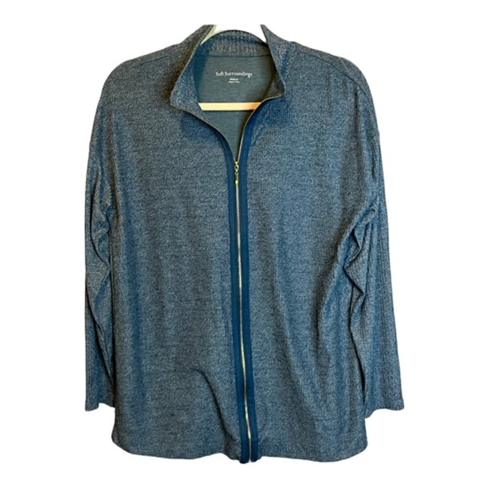 Soft Surroundings Sweatshirt Women's Size Medium Zip‎ Blue